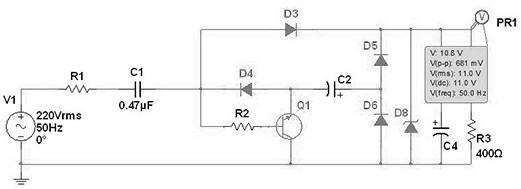 Enhanced resistance-capacitance power supply circuit