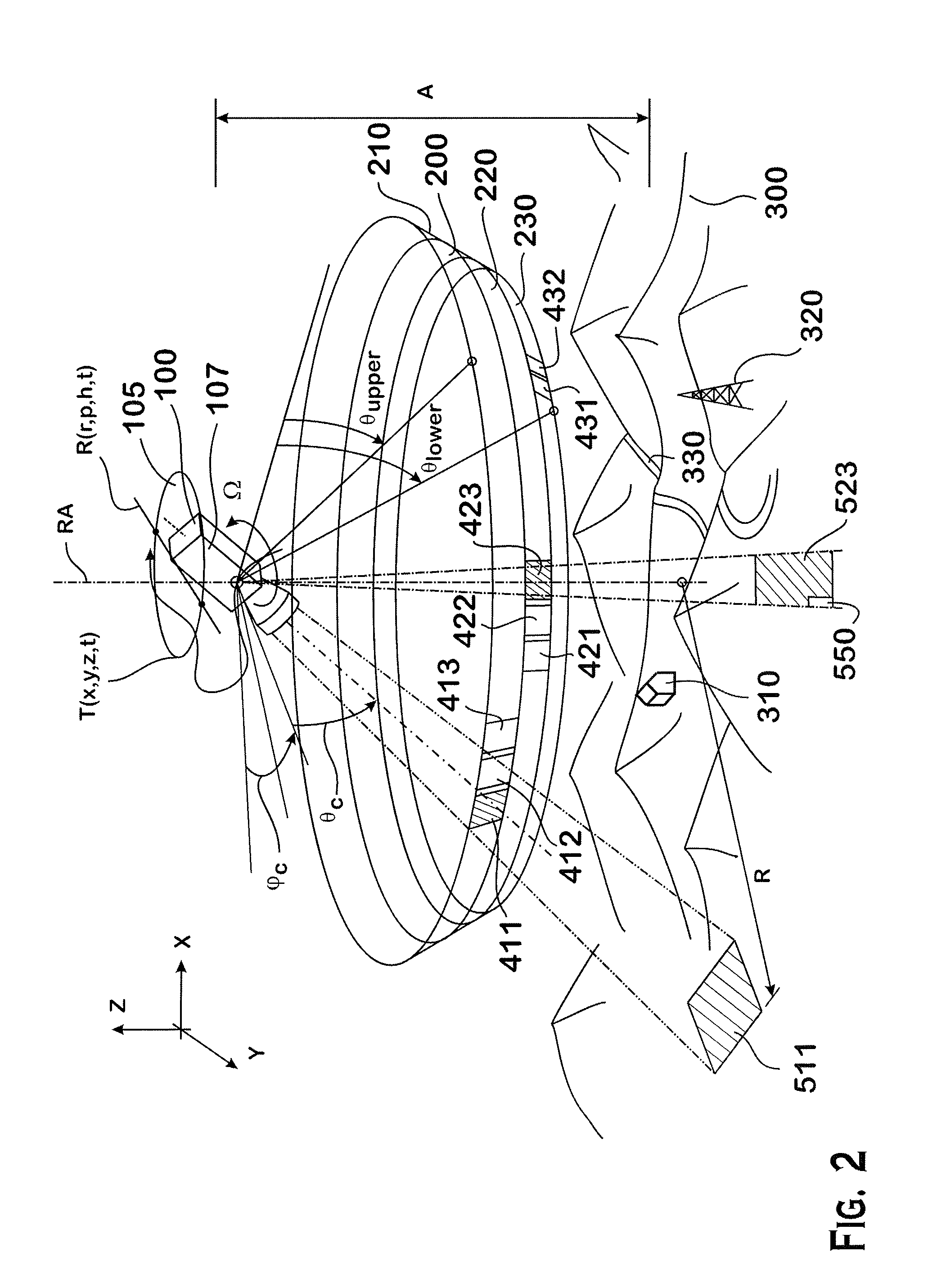 Method, device, and system for computing a spherical projection image based on two-dimensional images
