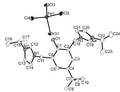 Ionized iron (III) coordination compound containing phenol-bridged imidazolium and application thereof