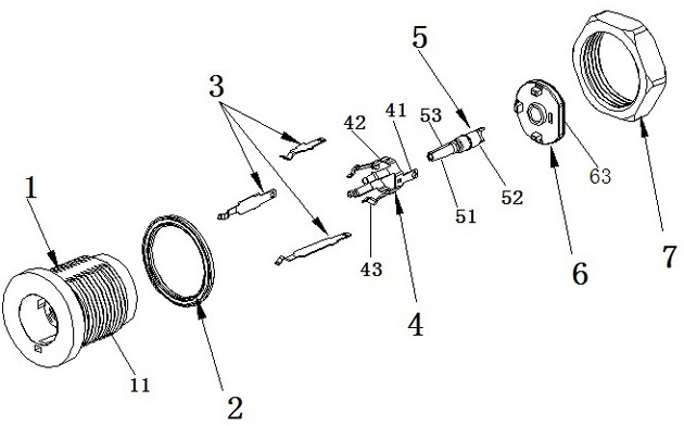 Direct current charging connector suitable for large current