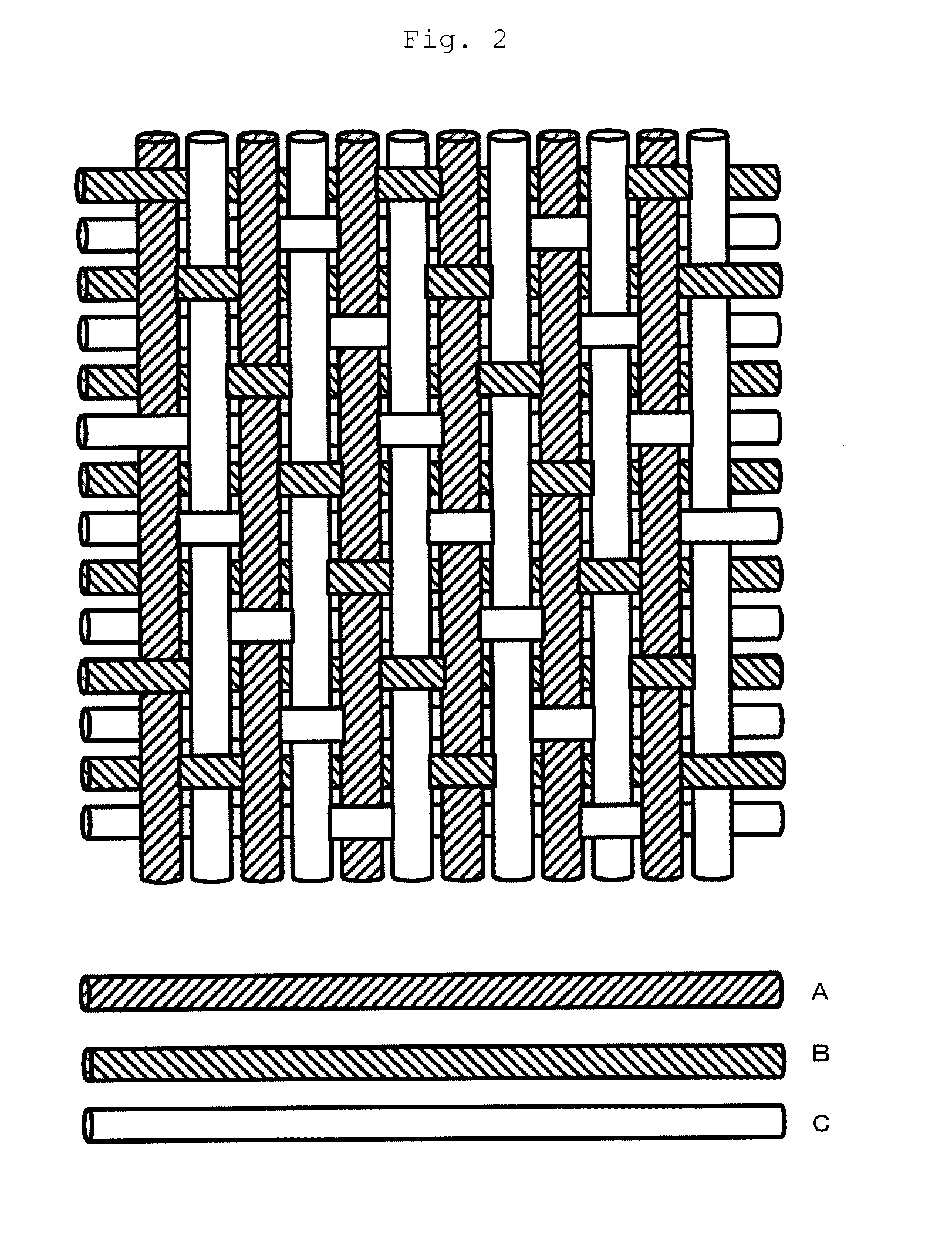 Transducer including fibers and outputting and inputting an electric signal