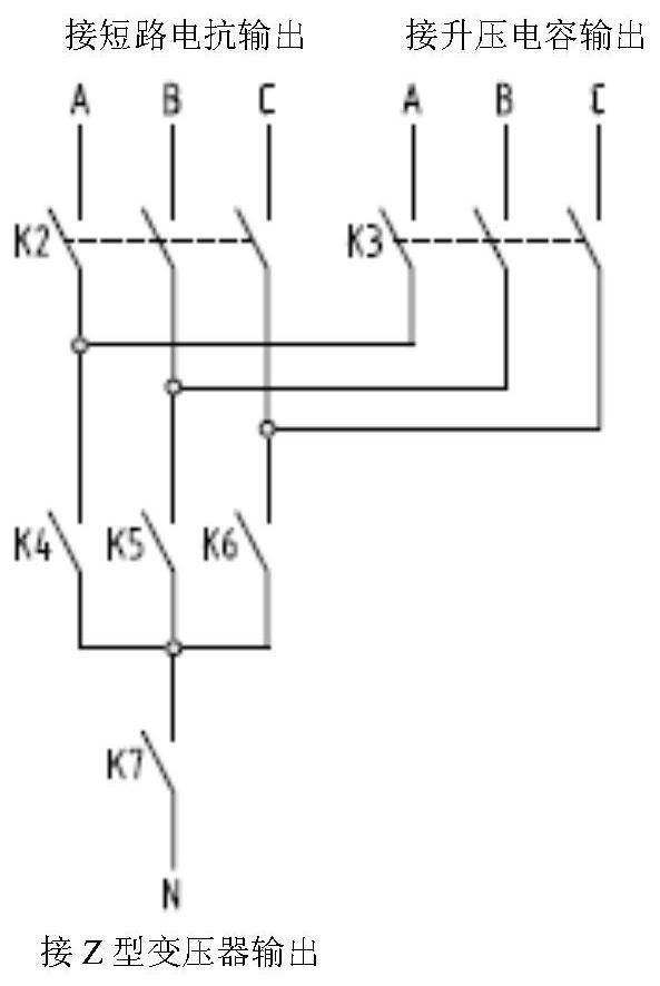 A high and low voltage ride through test device with the function of short circuit to ground