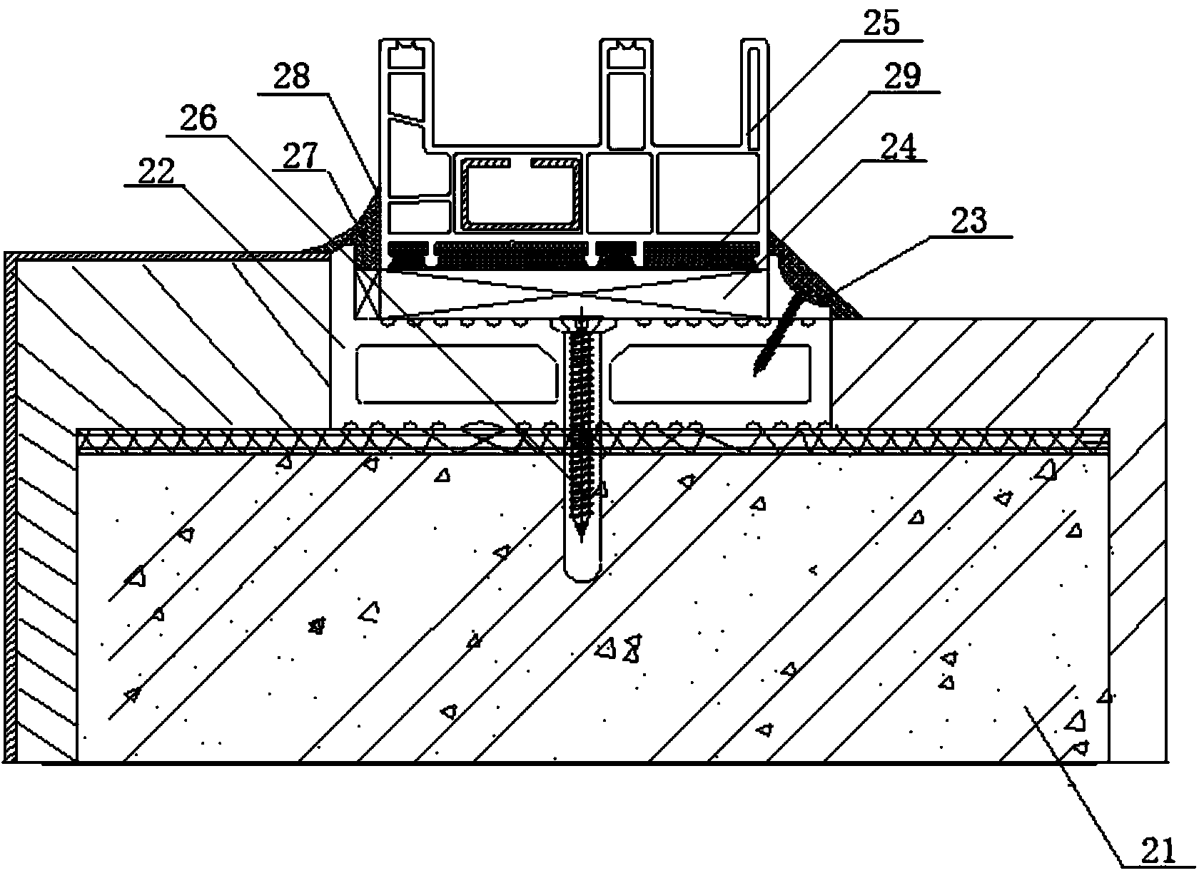 Auxiliary frame and mounting method for outer frame