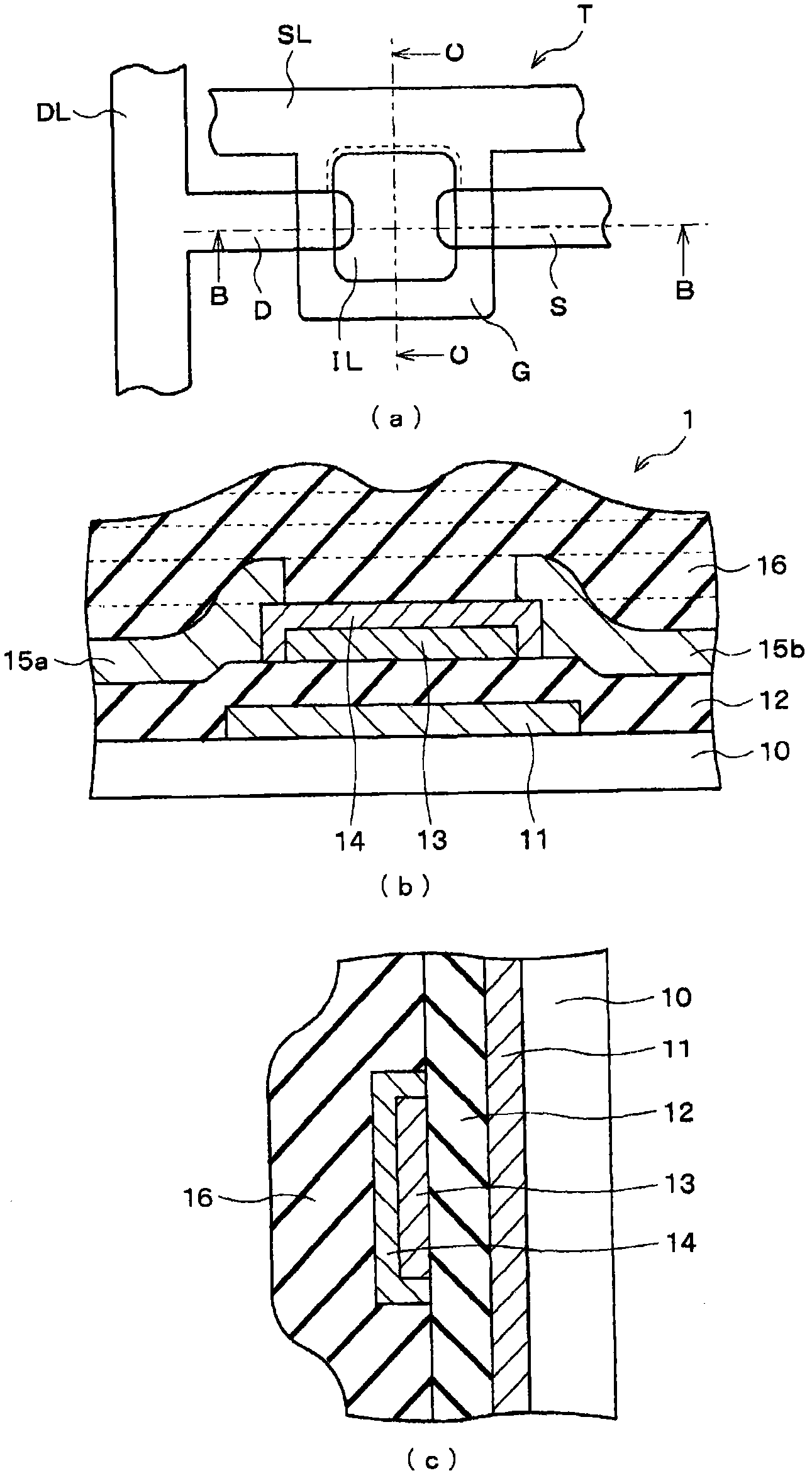 Thin-film transistor, manufacturing method therefor, and liquid-crystal display device