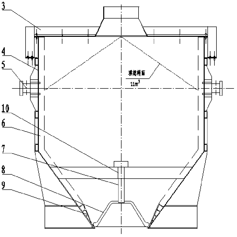 Hot aggregate bin capable of automatically receiving and feeding materials and hot aggregate tank matched with hot aggregate bin