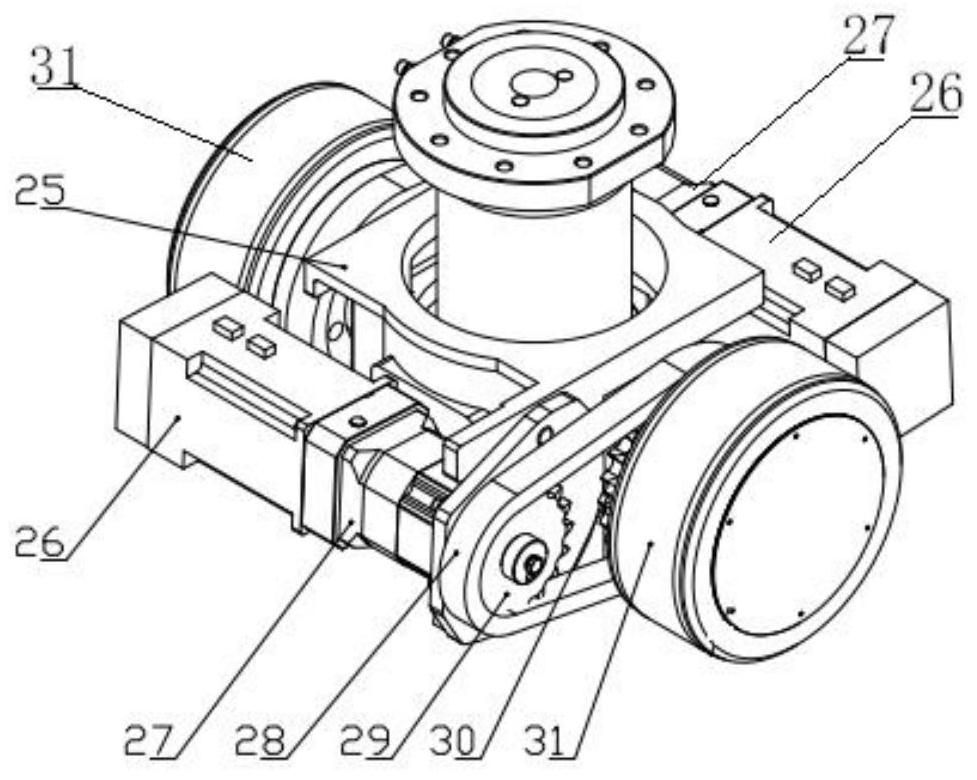 Built-in oil pipe type oil cylinder module for transport vehicle wheel train, wheel train unit and transport vehicle