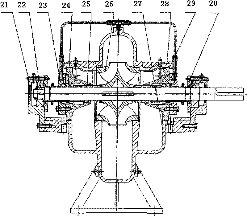 Novel double-suction pump with flow channel type guide blade