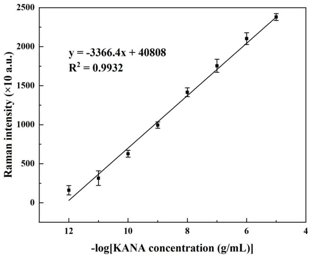 Method for detecting kanamycin sulfate by double-signal enhanced surface enhanced Raman spectroscopy