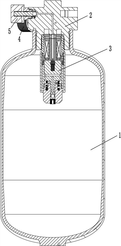 In-bottle pressure reduction and self-locking integrated electromagnetic valve