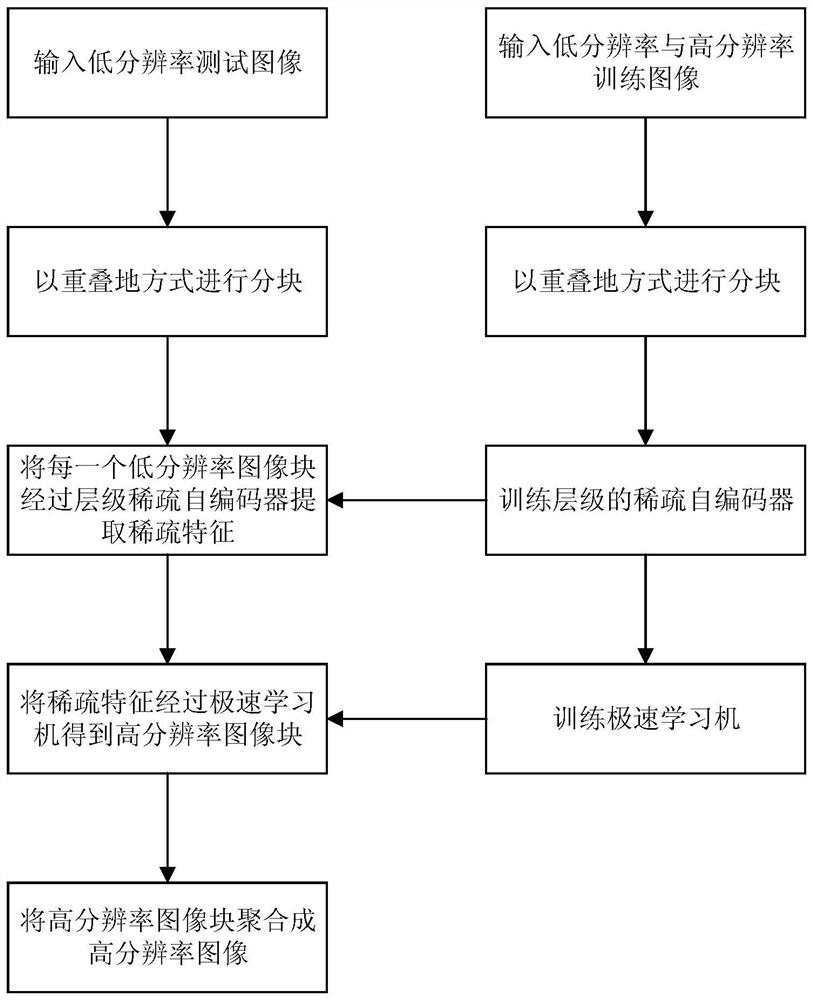 Image super-resolution reconstruction method based on sparse autoencoder network and extremely fast learning