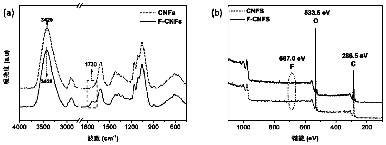 Fluorinated modified cellulose material and preparation method thereof