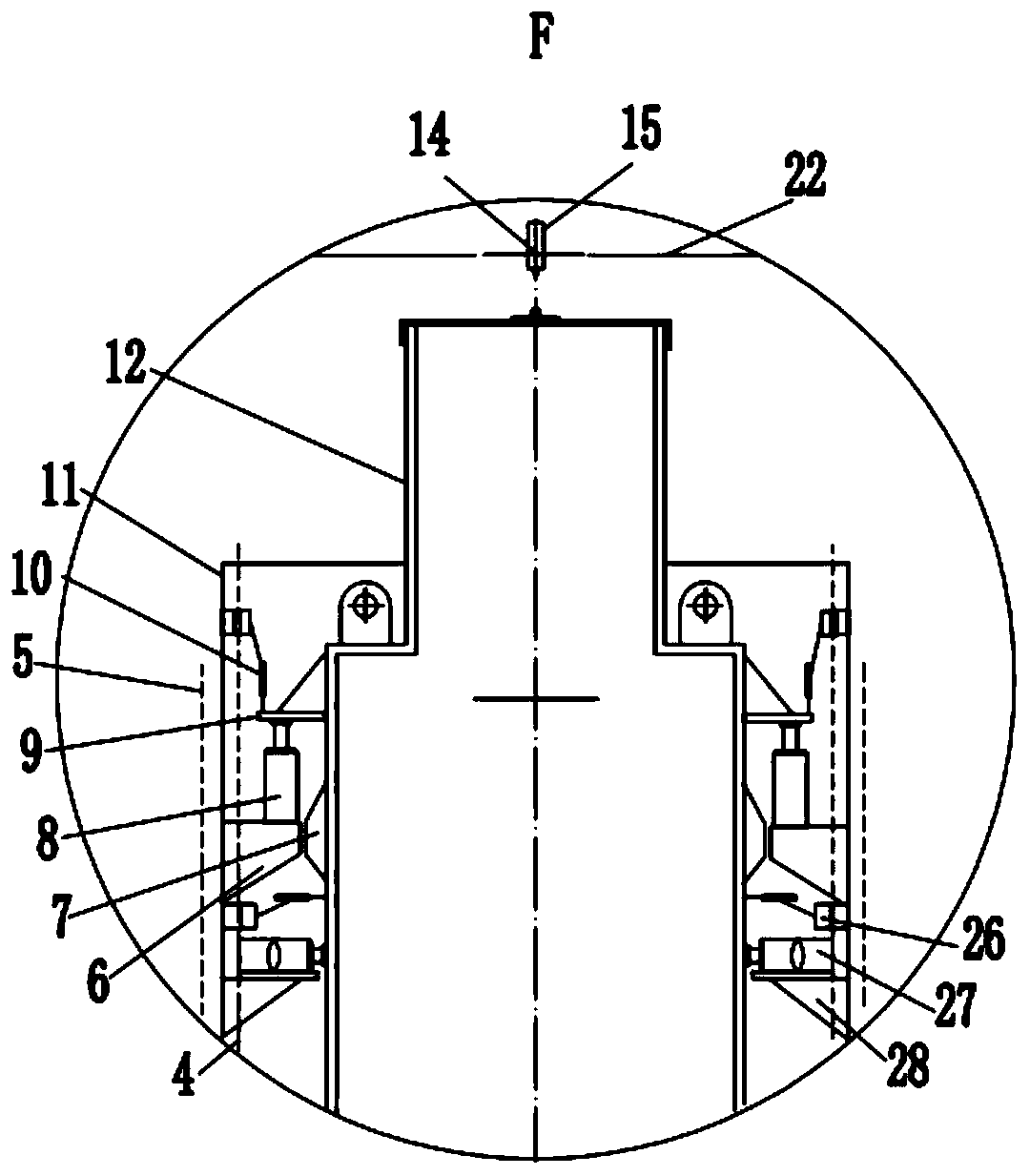 Positioning construction device for deep-buried oil cylinder sleeve