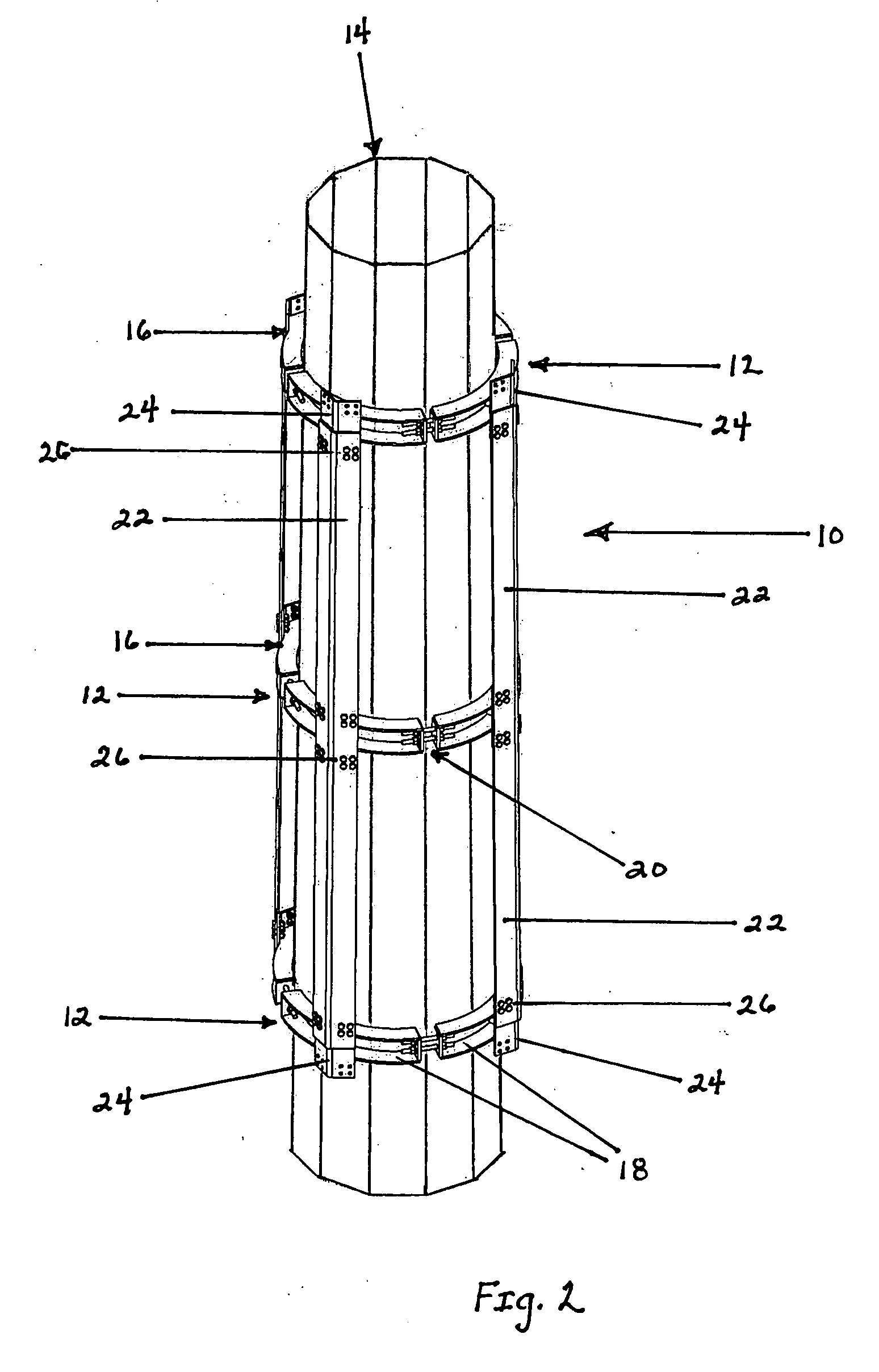 Structural reinforcement member and method of utilizing the same to reinforce a longitudinal section of an antenna support tower