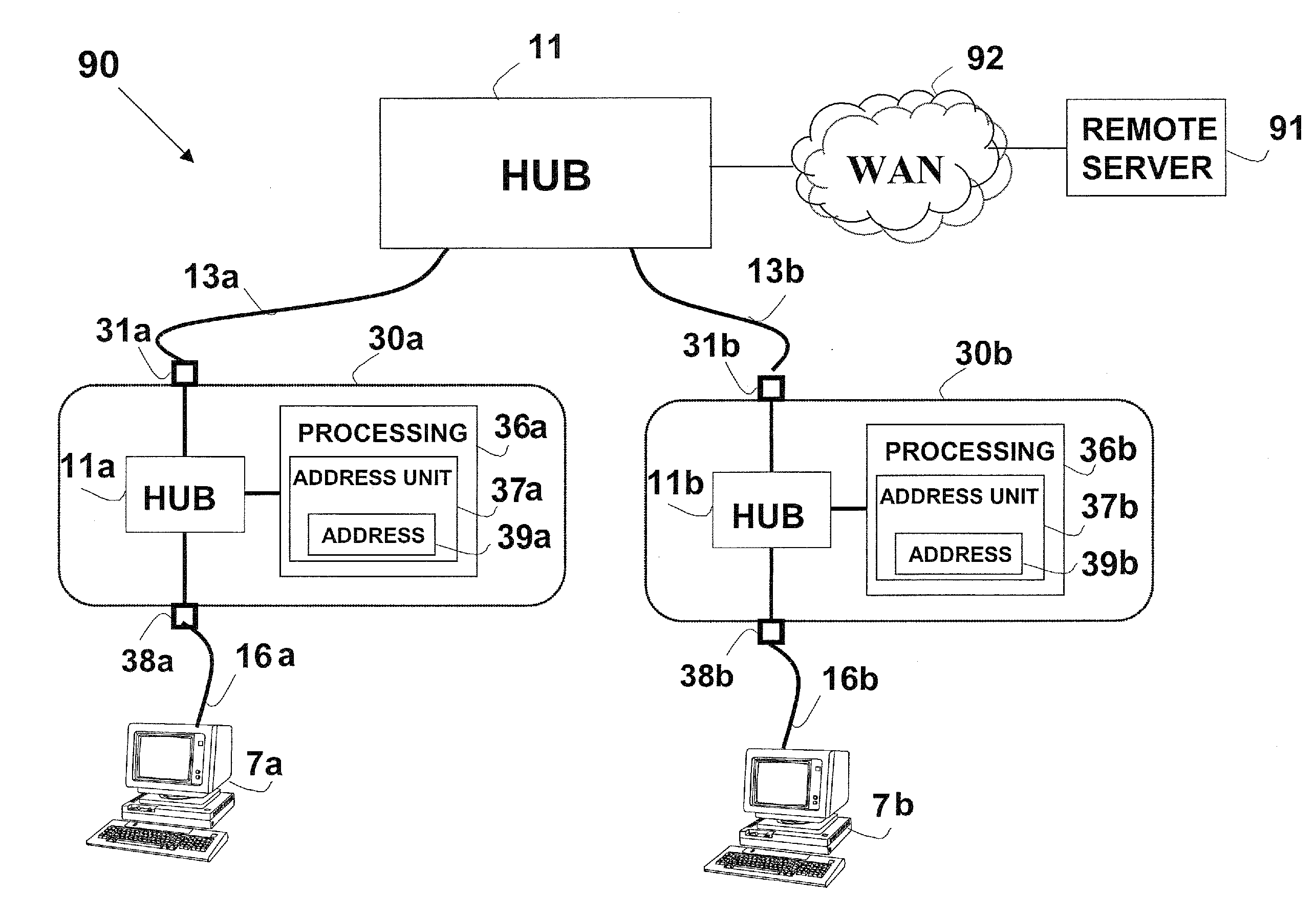 Addressable outlet, and a network using same