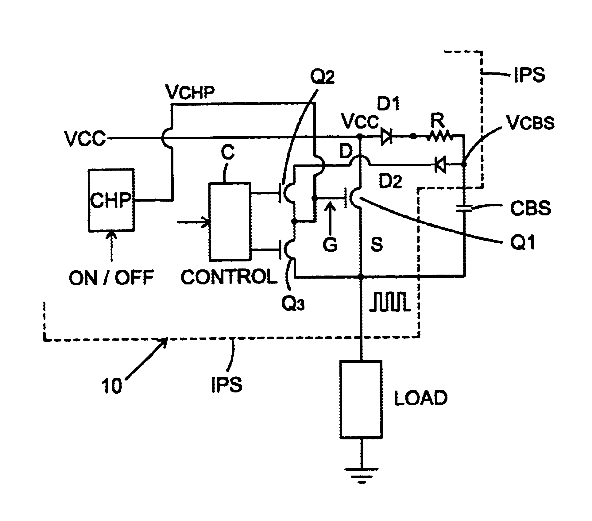 High side power switch with charge pump and bootstrap capacitor