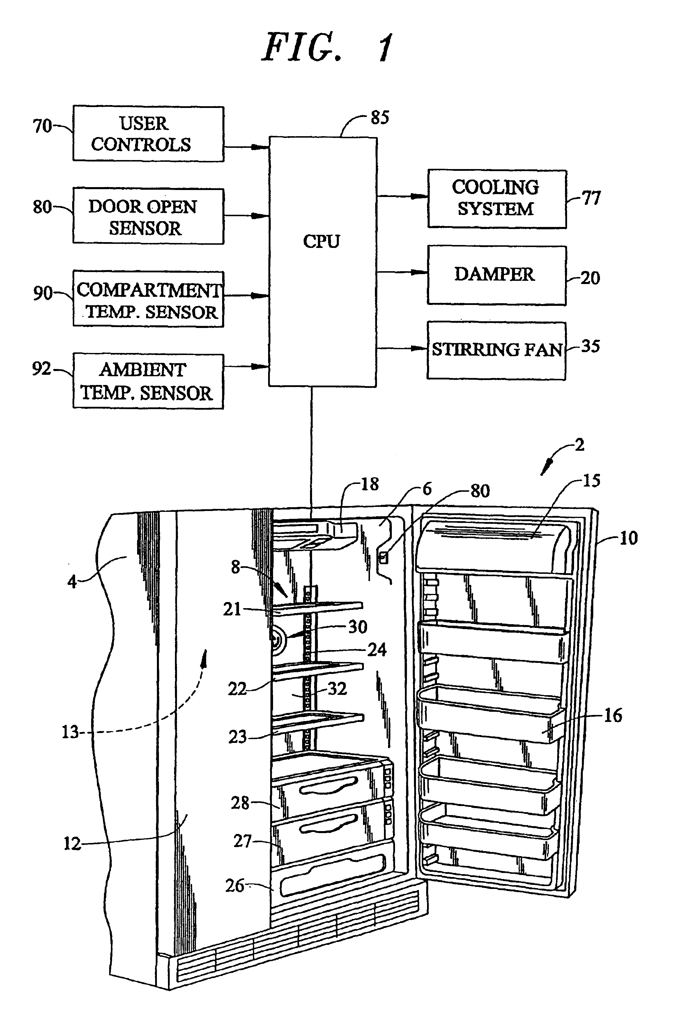 Air circulation and filtration system for a refrigerator
