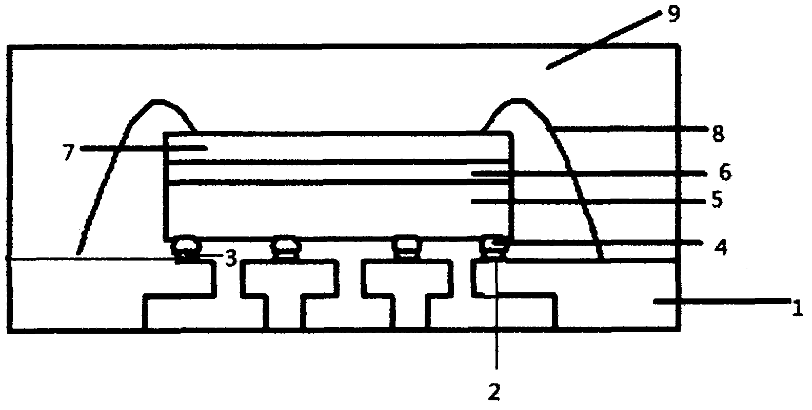 Wafer level chip scale package (WLCSP) multiple chip stackable packaging piece and packaging method thereof