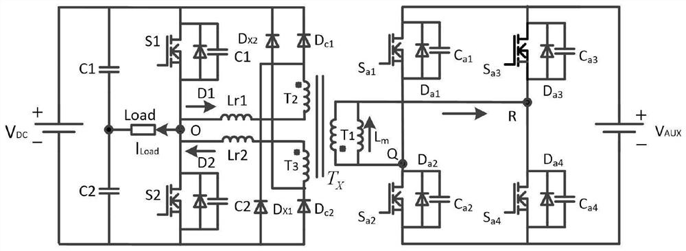 Auxiliary resonant commutated pole inverter with symmetrical reset of phase-correlated magnetizing current