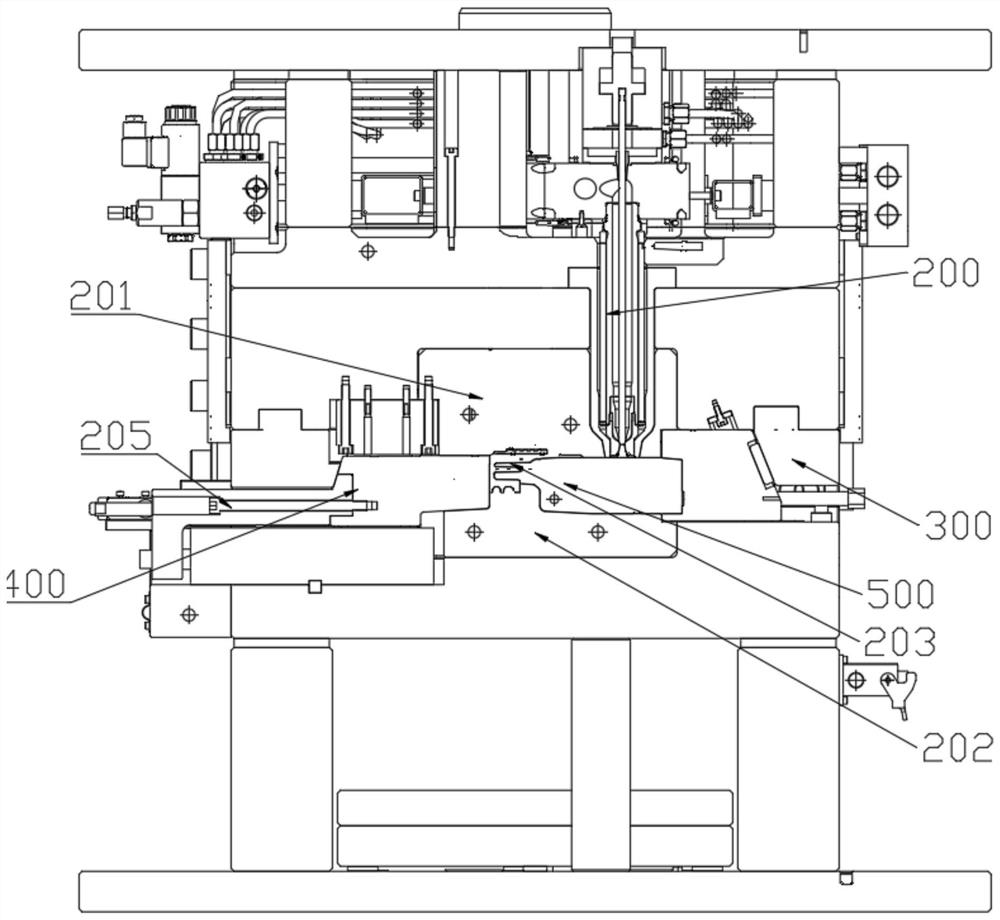 Injection mold for automobile battery assembly insert product and method