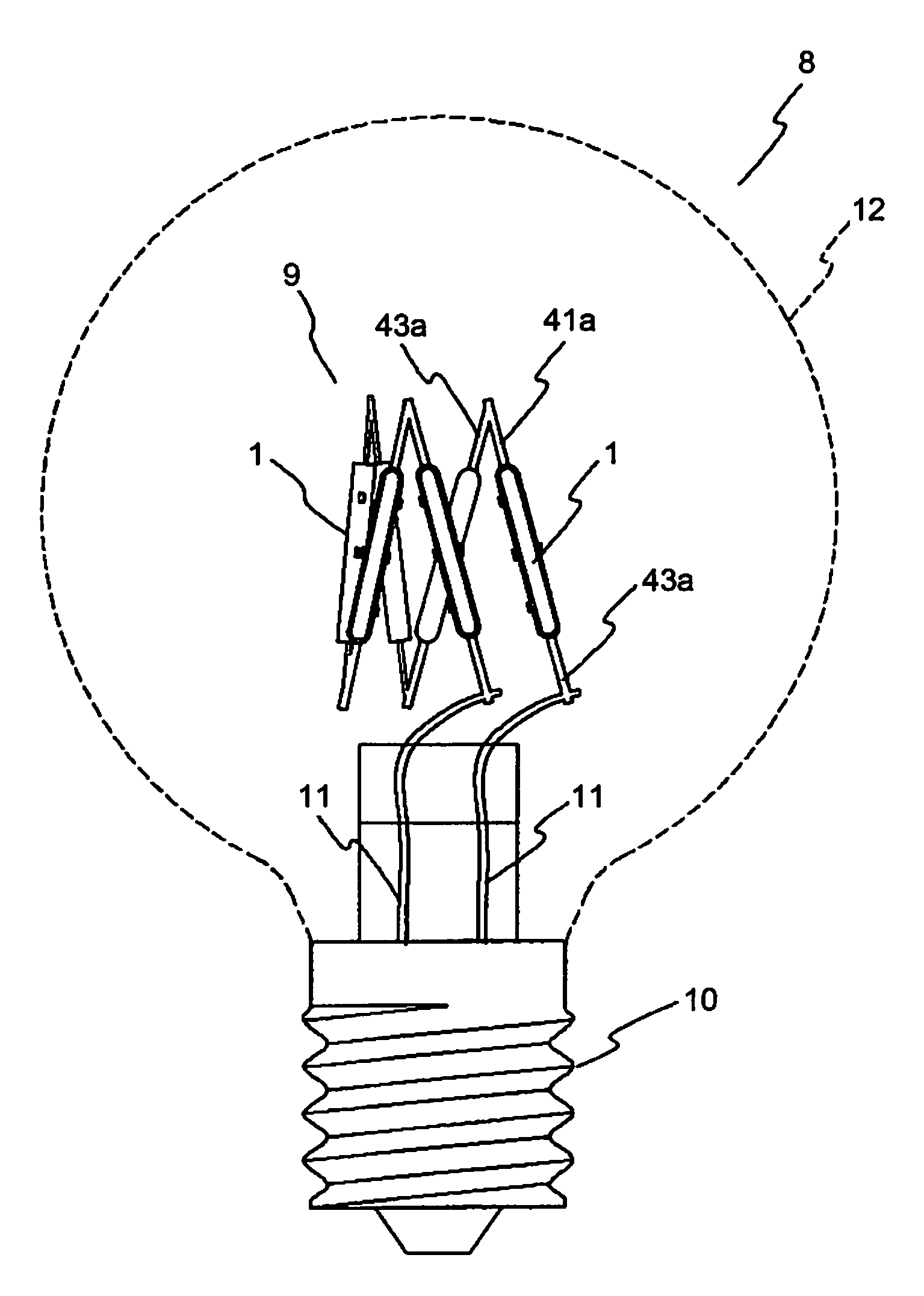Light-emitting device and lighting apparatus incorporating same