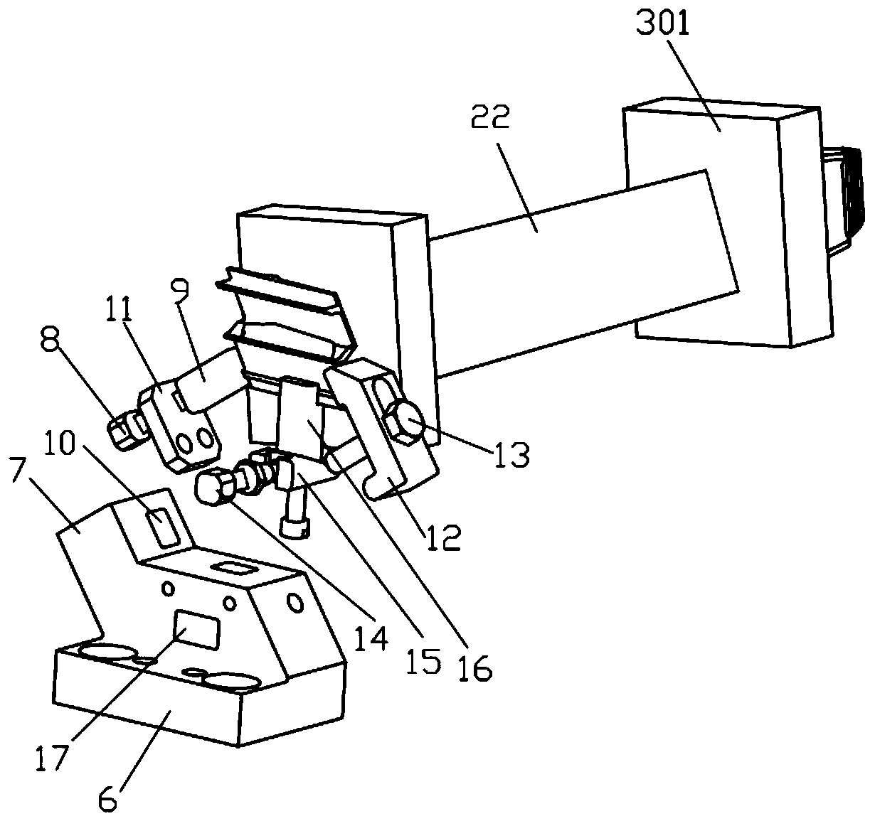 Clamp of aero-engine turbine blade shroud thinning part and machining method thereof