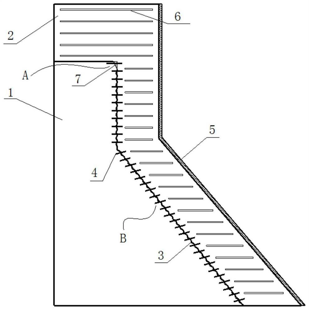 Construction method of gravity dam heightening structure with limited combination of rear upper