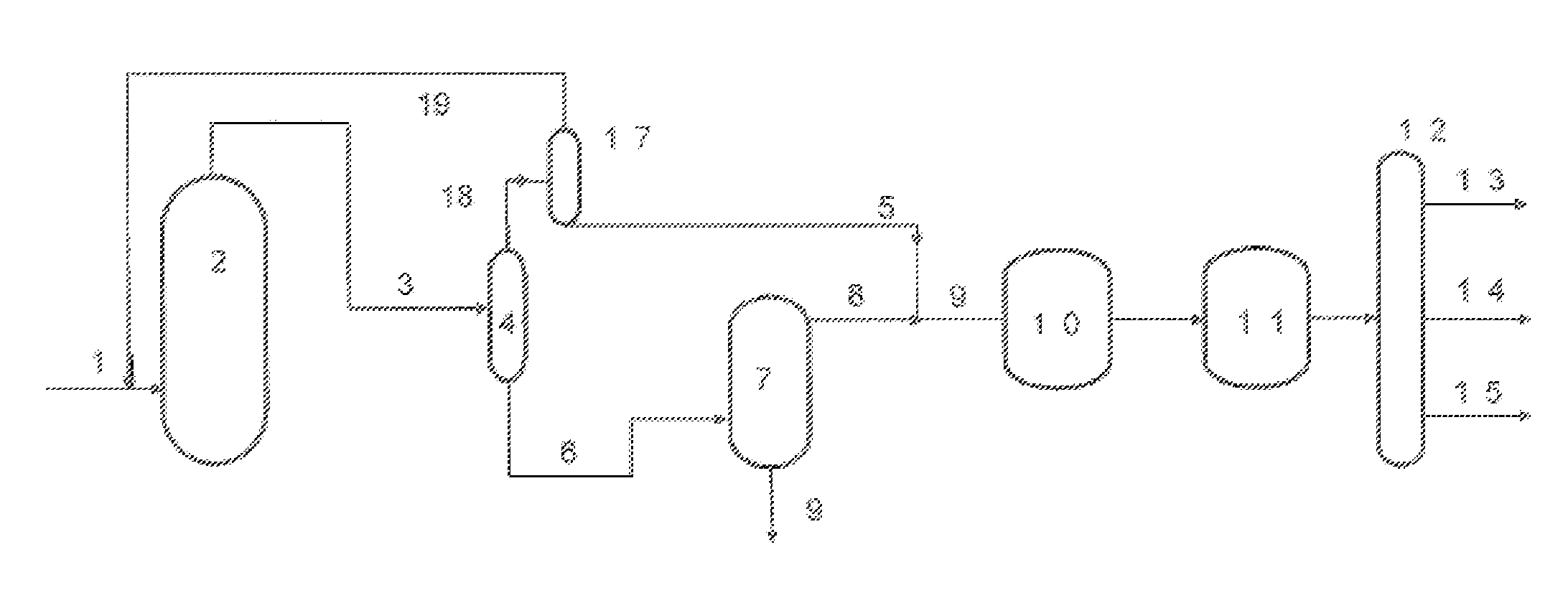 Residue conversion process that includes a deasphalting stage and a hydroconversion stage