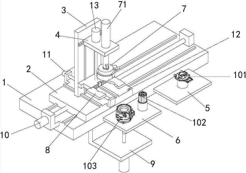 Automatic assembling device of rotor and end cover of permanent magnet synchronous motor