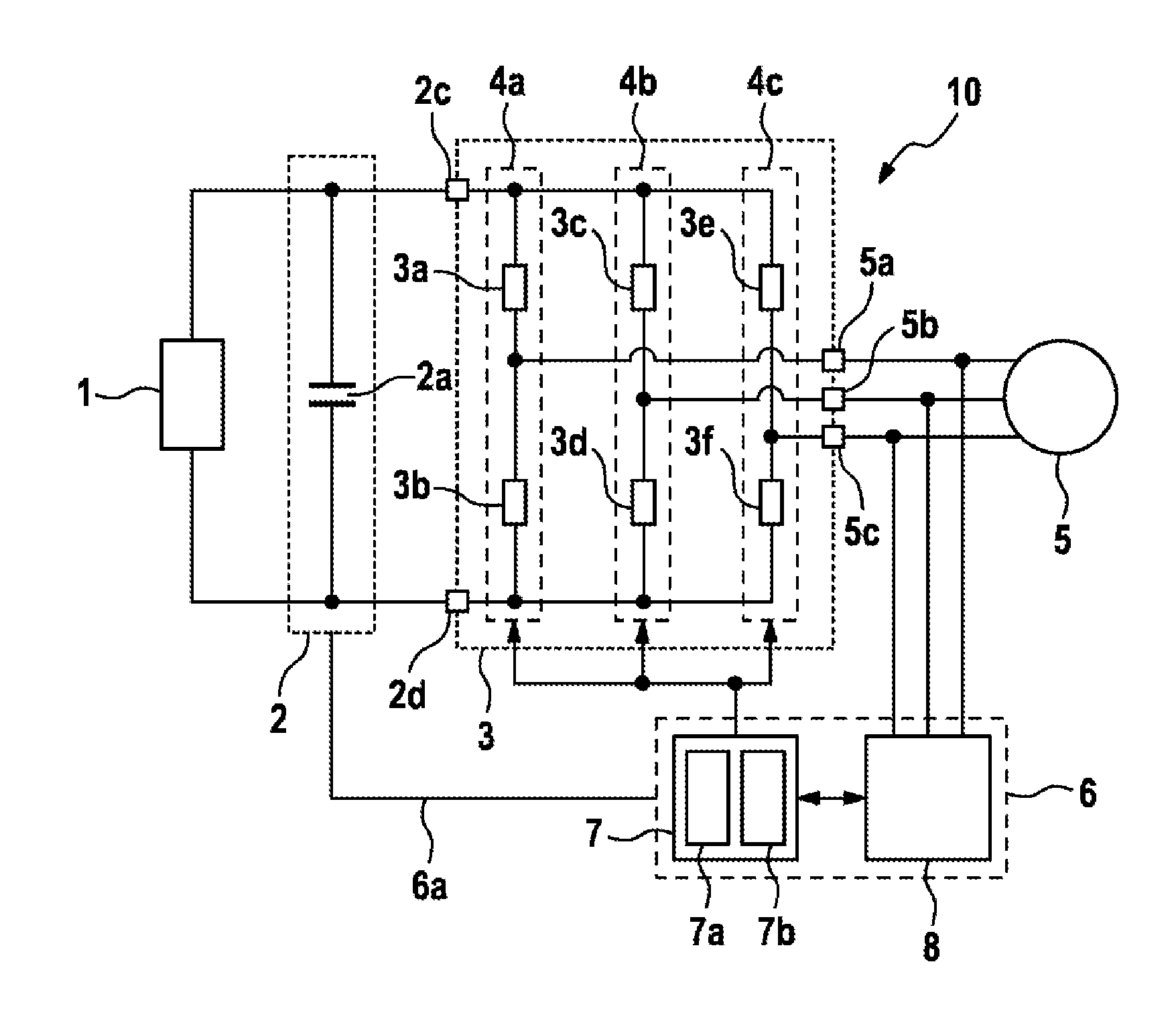Operating state circuit for an inverter and method for setting operating states of an inverter