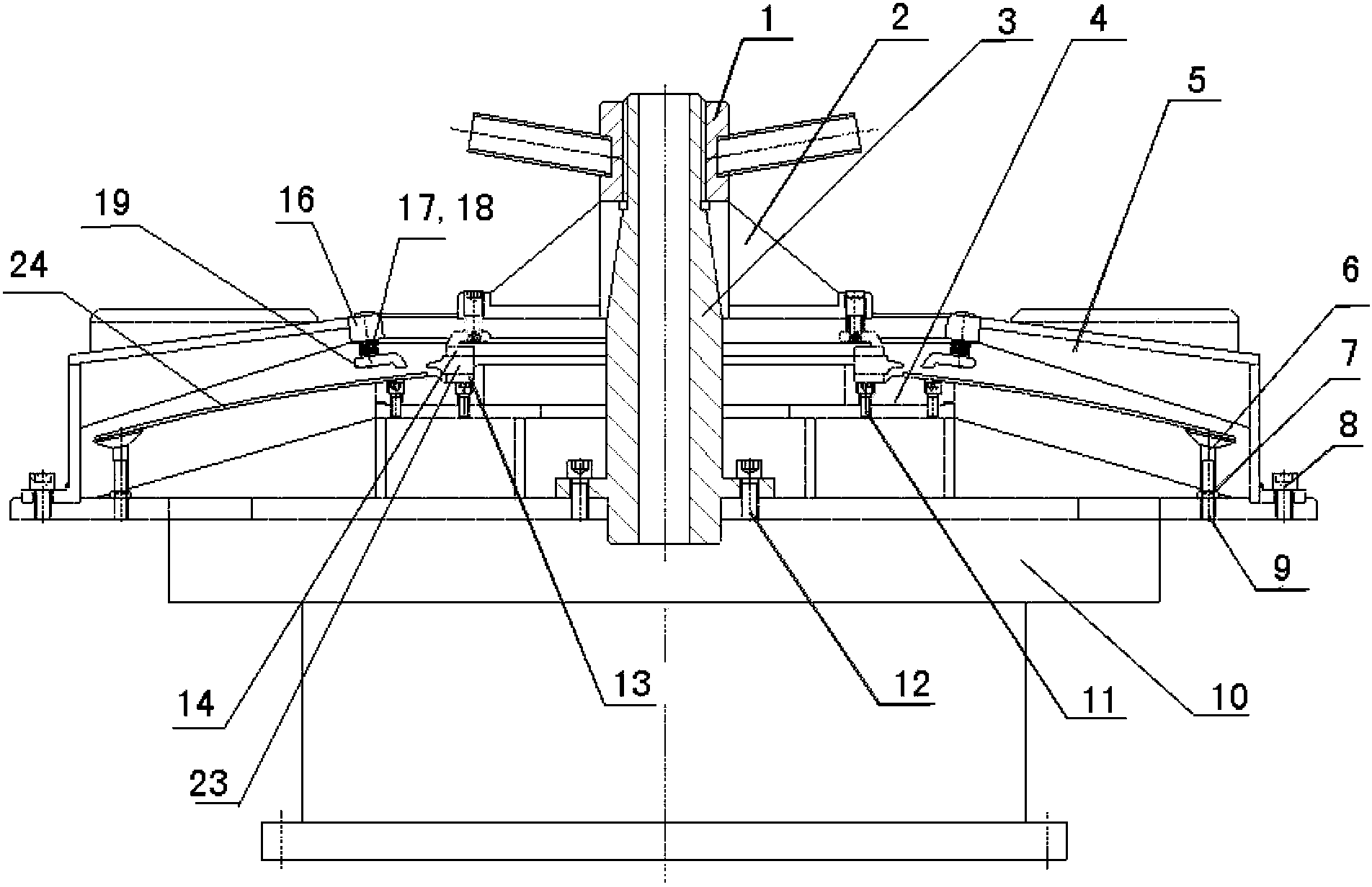 Positioning support device used for stirring, rubbing and welding circular seam of flange disc of top cover of storage box