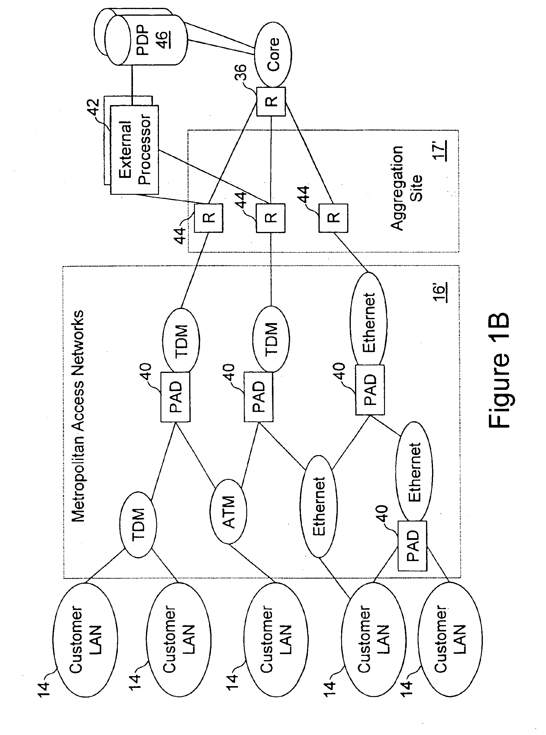 Network access system including a programmable access device having distributed service control
