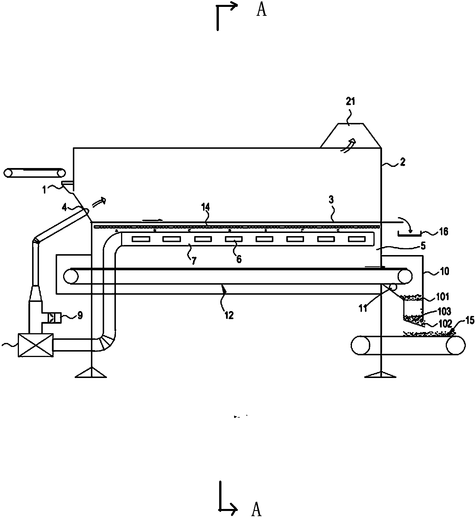 Device and method for increasing material separation rate through negative-pressure air system