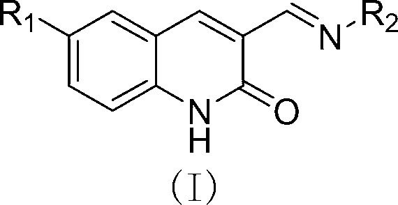 3-Schiff base-2(1H)-quinolinone derivative and preparation method and application thereof