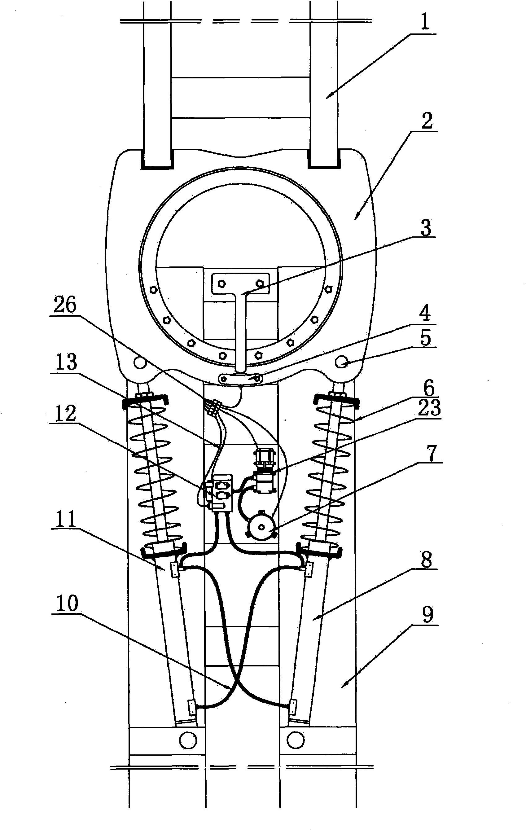 Bus chassis articulated system for urban bus rapid transit system and working method thereof
