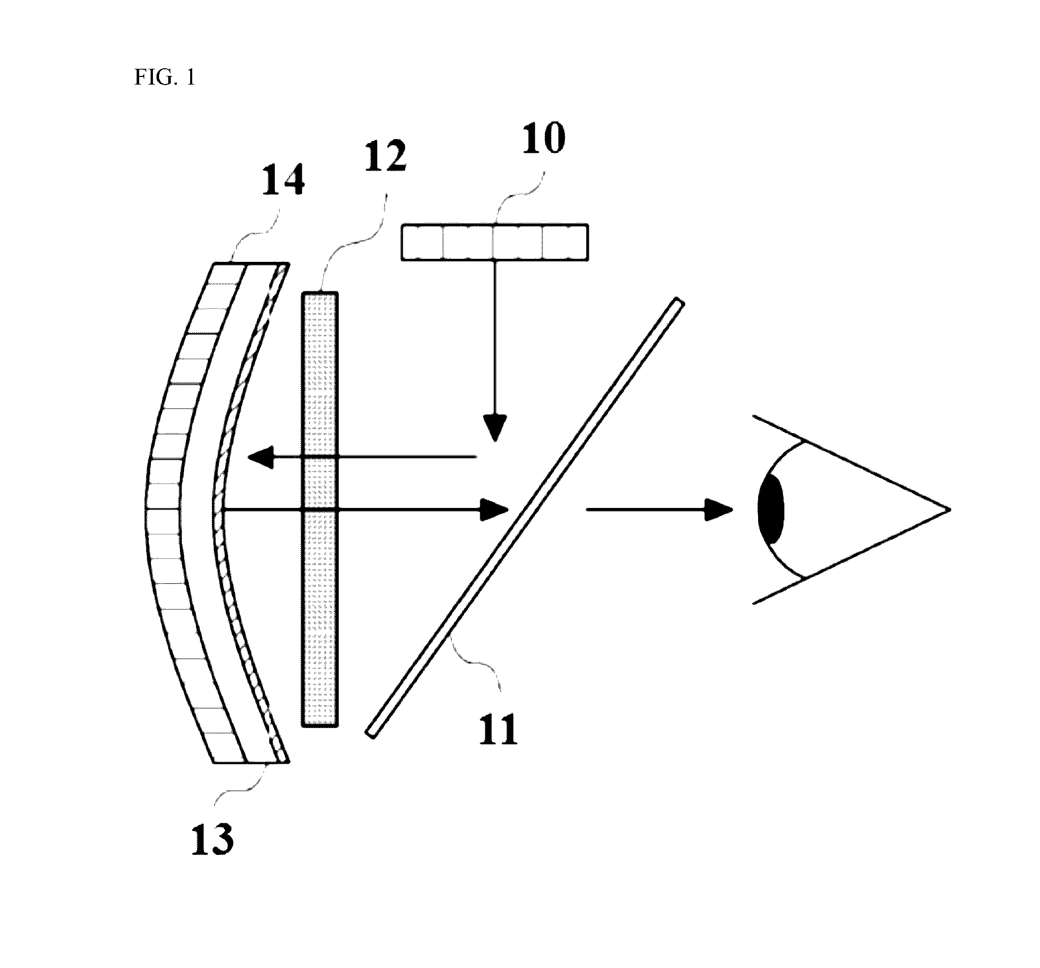 Optical system for see-through head mounted display having three wedge prism arrangement for separate enlargement in vertical and horizontal directions