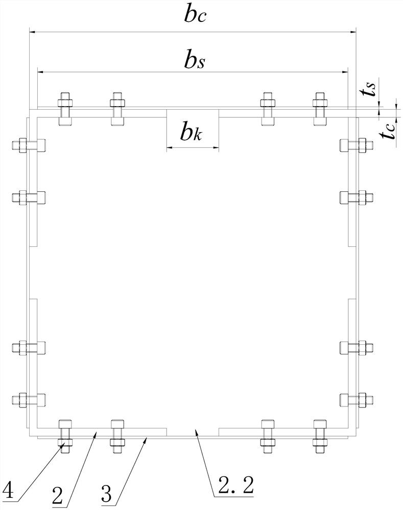 Reinforced structure of square steel columns