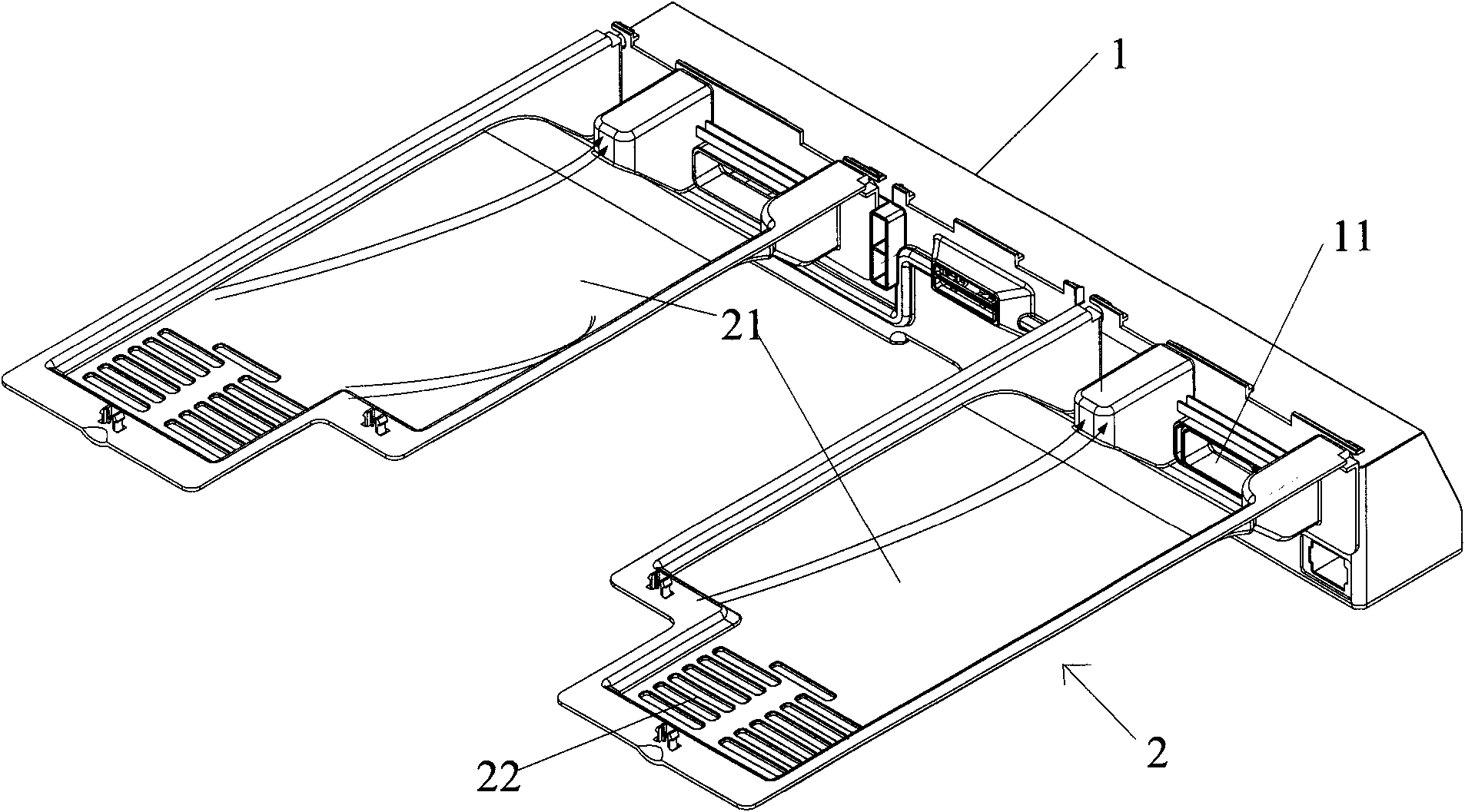 Air duct device of drawer type storeroom and refrigerator comprising same