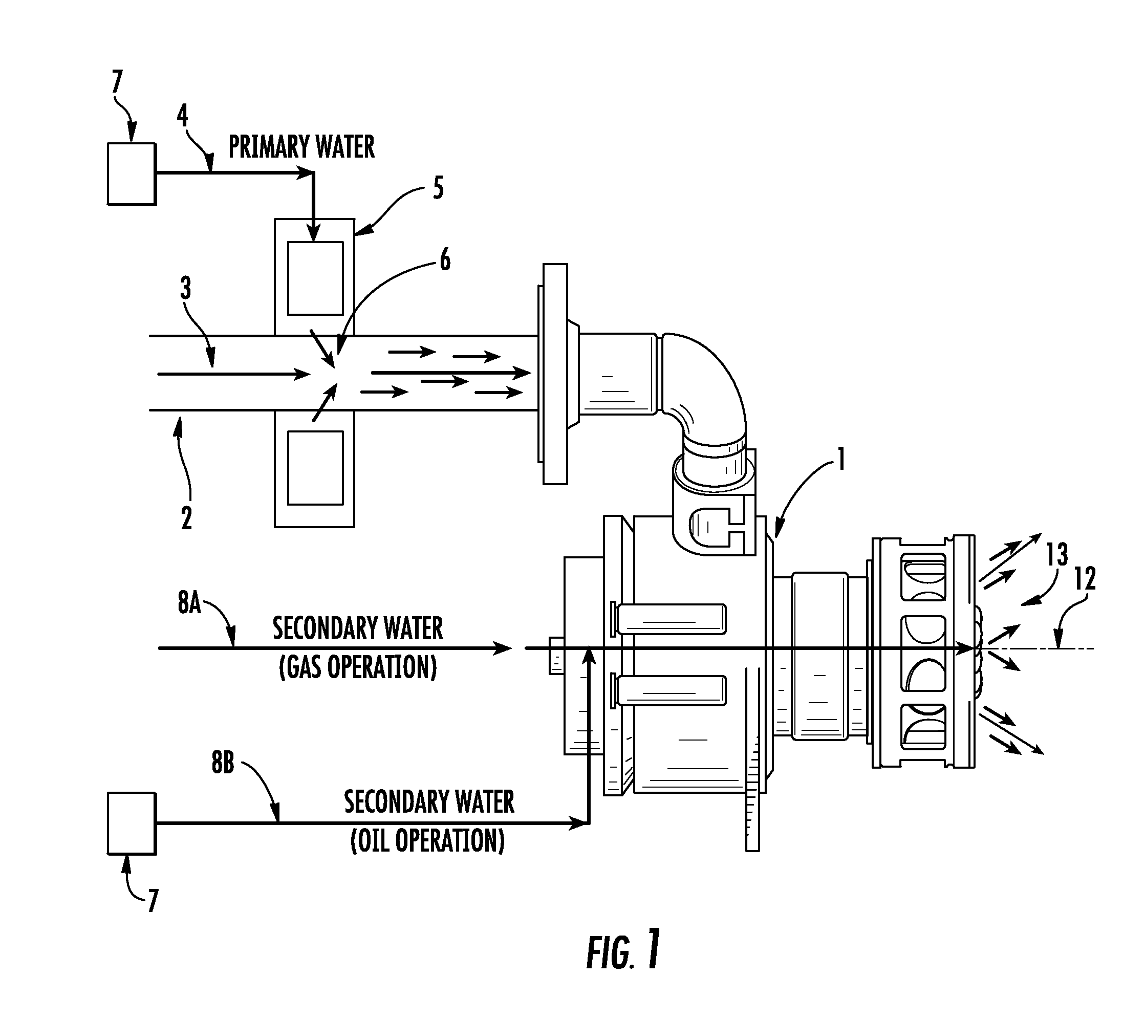 Secondary water injection for diffusion combustion systems