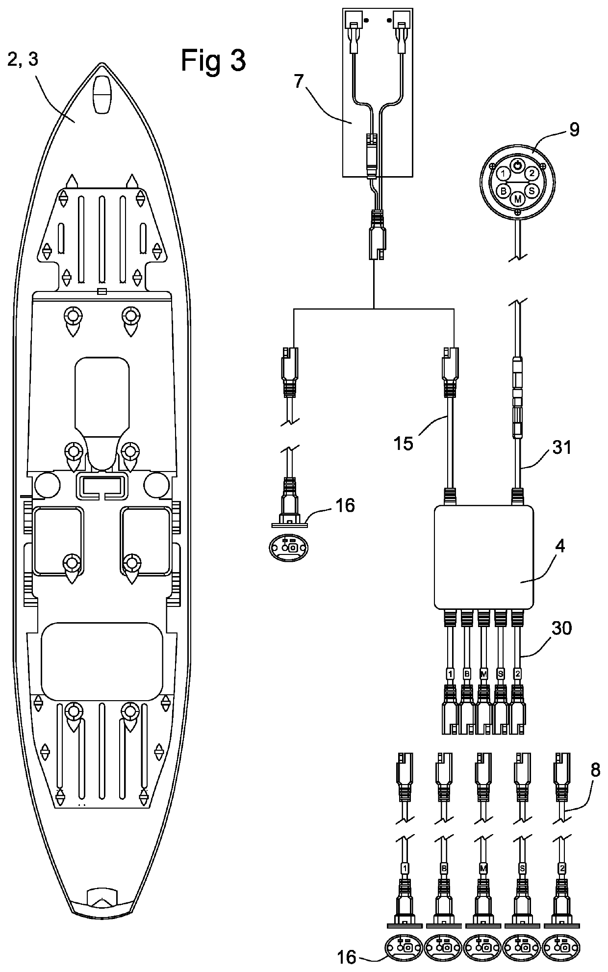 Electrical distribution system for personal water craft