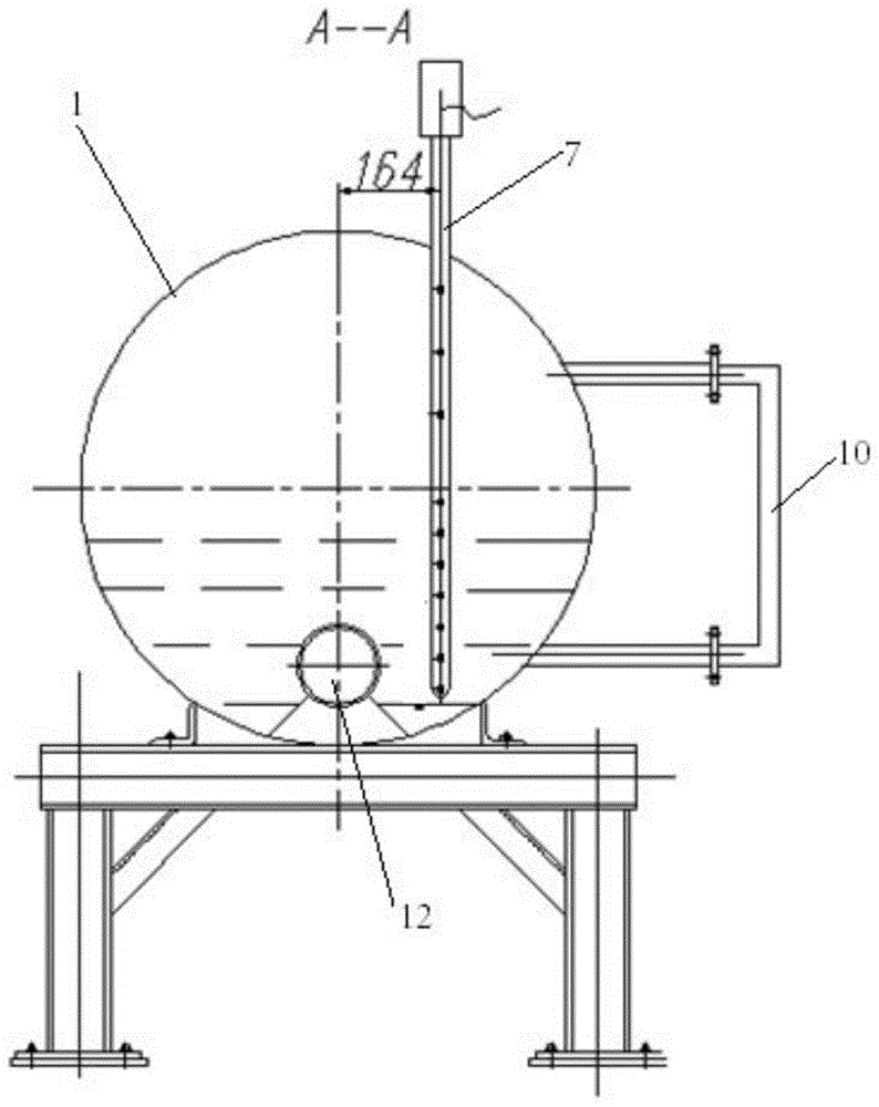 A temperature non-uniformity measuring device for a marine steam heat accumulator