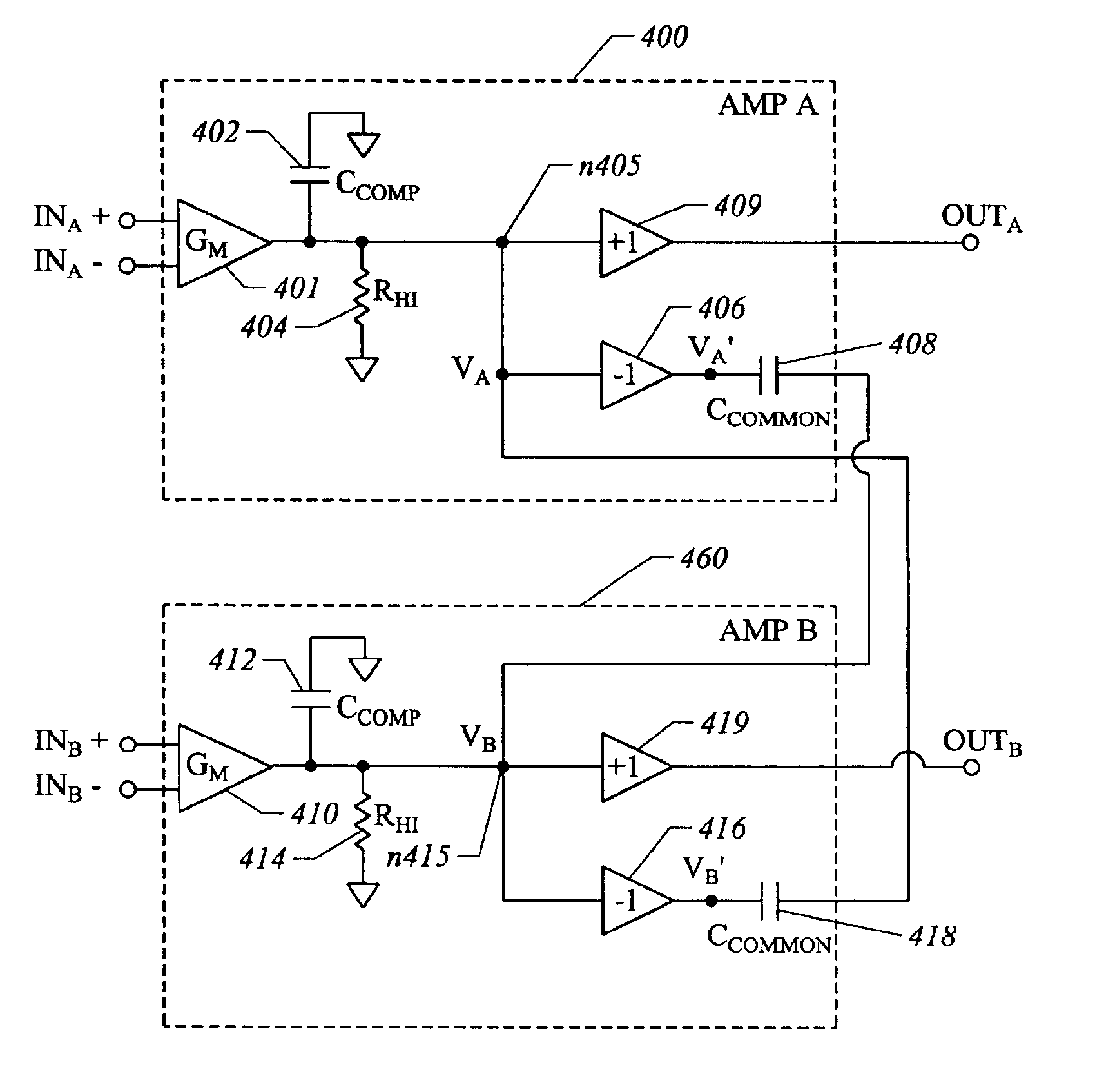 Common-mode and differential-mode compensation for operational amplifier circuits