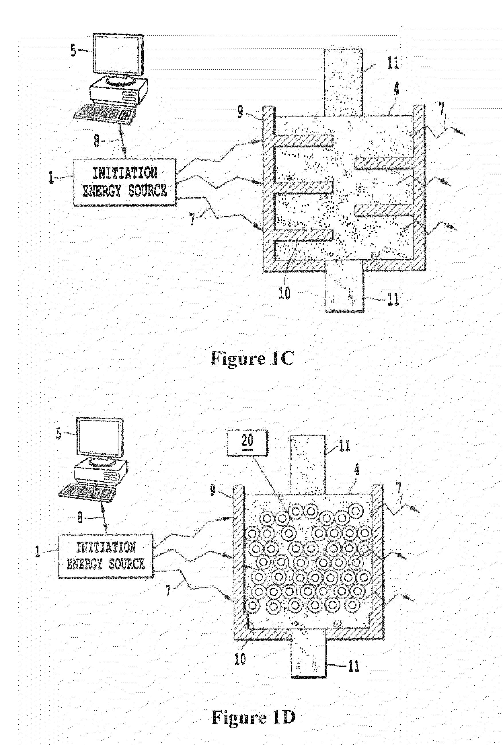 Up and down conversion systems for production of emitted light from various energy sources including radio frequency, microwave energy and magnetic induction sources for upconversion