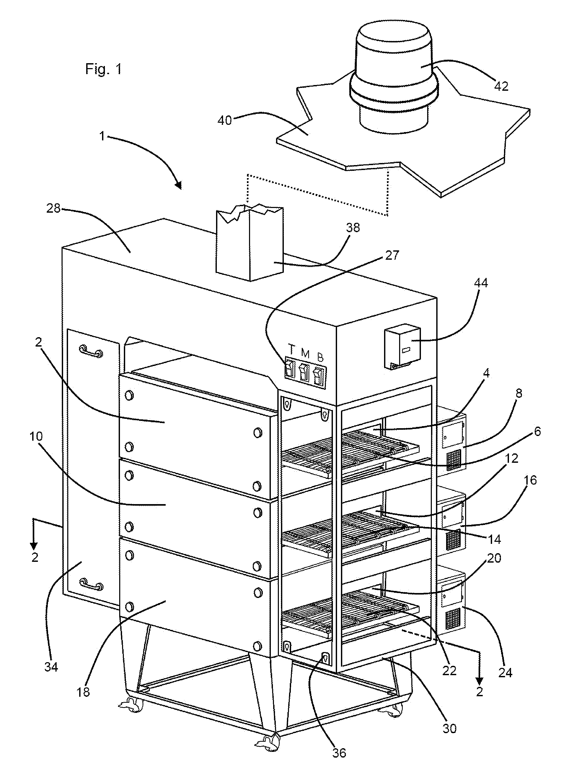 Vertically stacked air impingement tunnel oven