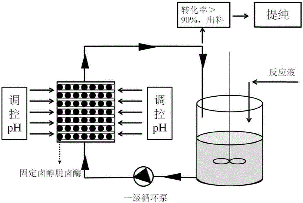 Preparation method for continuous cyclic synthesis of ethyl(R)-4-cyano-3-hydroxybutyrate