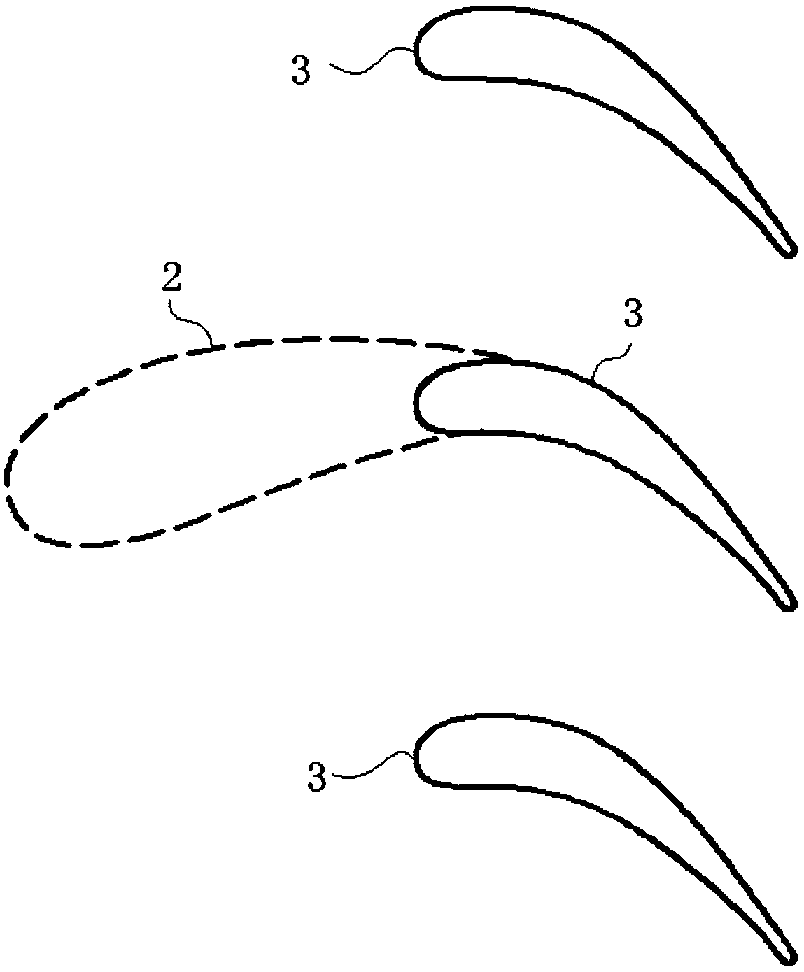 Blade type design method for axial-flow type turbine large and small blade combined blade lattice