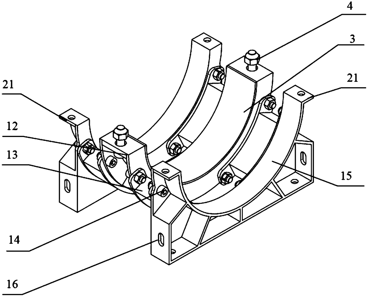 Self-limiting adjustable low stiffness pipeline elastic support