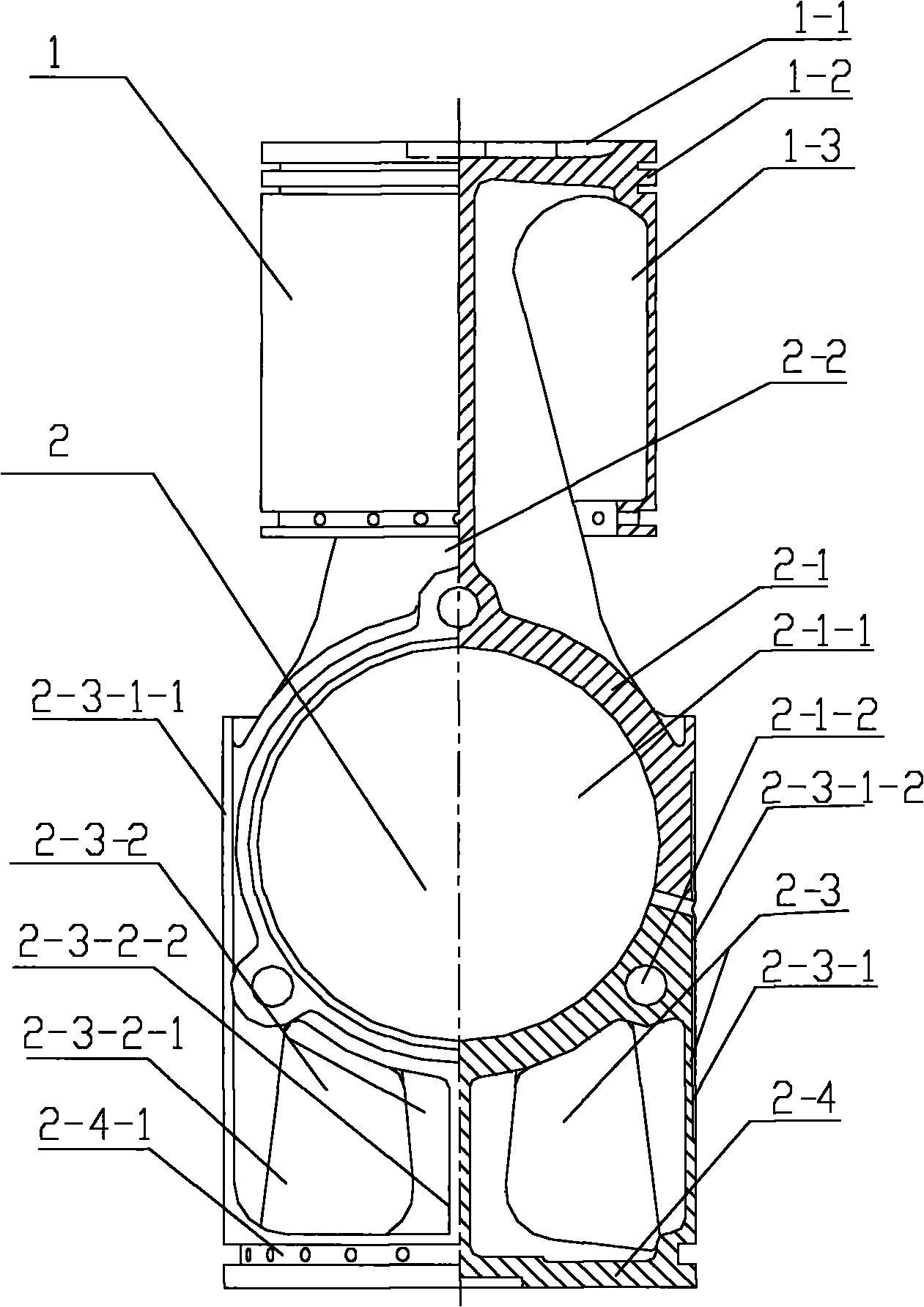 Piston for two-stroke crank round sliding block internal-combustion engine and internal-combustion engine thereof