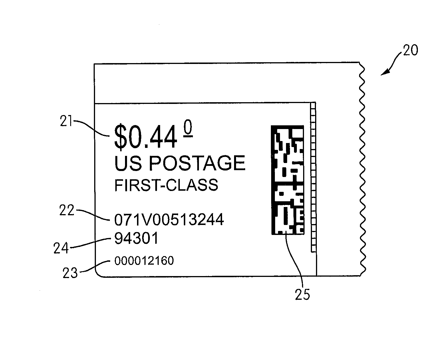 High volume serialized postage at an automated teller machine or other kiosk