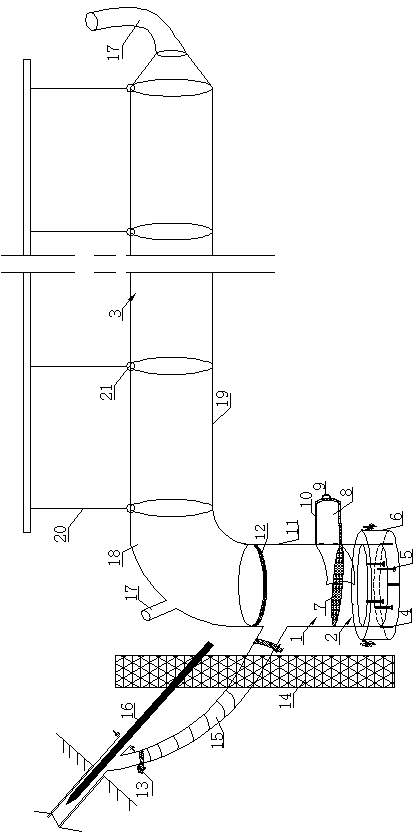 Gas-water-slag separating buffer type gas spraying orifice preventive device