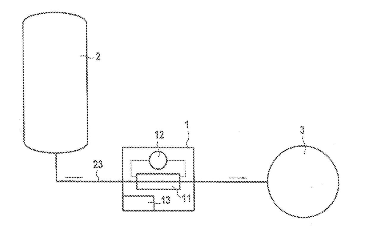 Flow regulating system for supplying propellant fluid to an electric thruster of a space vehicle